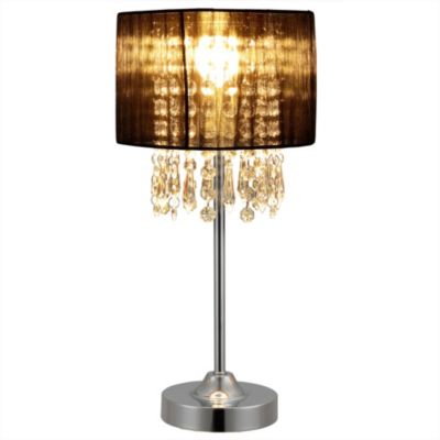 Lampe De Bureau Avec Cristaux Synthétiques E14 Métal Hauteur 40 Cm Noir lux.pro