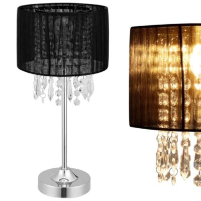 Lampe De Bureau Avec Cristaux Synthétiques E14 Métal Hauteur 40 Cm Noir lux.pro