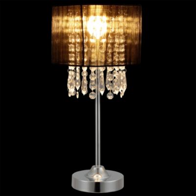 Lampe De Bureau Avec Cristaux Synthétiques E14 Métal Hauteur 40 Cm Noir lux.pro