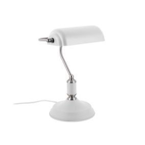 Lampe de bureau design banquier - H.34cm - Blanc