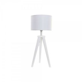 Lampe de bureau DKD Home Decor Blanc Polyester Bois 220 V 50 W