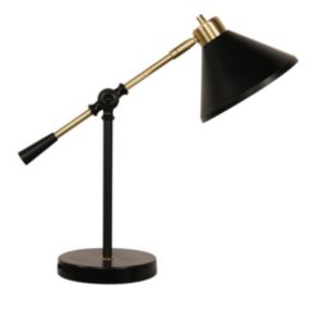 Lampe de bureau DKD Home Decor Noir Doré Métal 17,7 x 38 x 40,6 cm