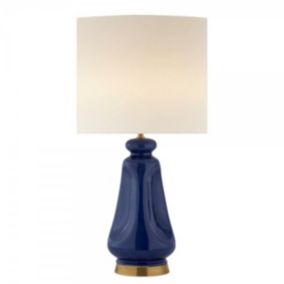 Lampe de bureau DKD Home Decor Porcelaine Beige Polyester Blue marine Moderne 35 x 35 x 64 cm