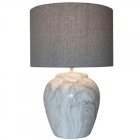 Lampe de bureau DKD Home Decor Toile Céramique Gris Blanc 38 x 38 x 58 cm