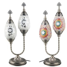 Lampe de bureau DKD Home Decor Verre Mosaïque Métal Multicouleur Arabe 24 x 15 x 55 cm 2 Unités