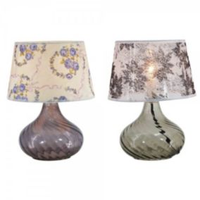 Lampe de bureau DKD Home Decor Verre Polyester Fleurs 25 x 25 x 32 cm 2 pcs