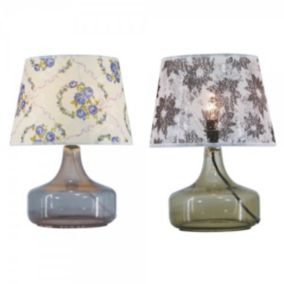 Lampe de bureau DKD Home Decor Verre Polyester Fleurs 28 x 28 x 38 cm 2 pcs