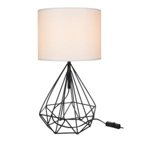 Lampe de bureau Gloucester en métal PVC textile 46,5 cm E27 noir  blanc lux.pro