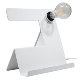 Lampe de bureau irrégulier en métal blanc 25 x 24 cm