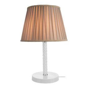 Lampe de bureau Kilbride en métal verre textile 40 cm E27 blanc  sable lux.pro