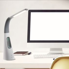 Lampe de bureau LED design avec ventilateur sans pale intégré