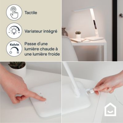 Lampe de bureau LED intégrée variable Conjola 600lm 12W IP20 variable GoodHome blanc