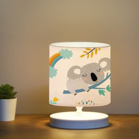 Lampe de bureau Maidstone pour enfant 22 cm blanc à motif de koala lux.pro