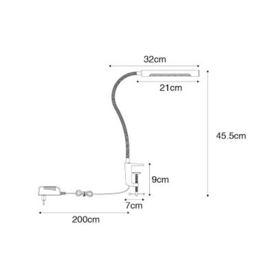 Lampe de bureau à pince en acier avec LED et variateur tactile - Lionard