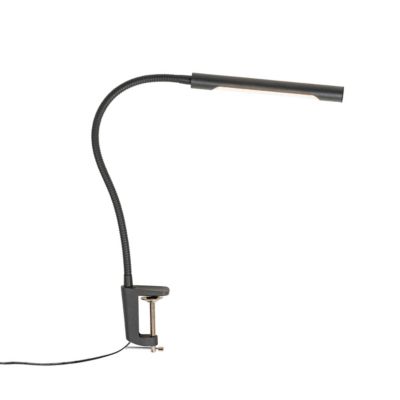 Lampe de bureau à pince noire avec LED et variateur tactile - Lionard