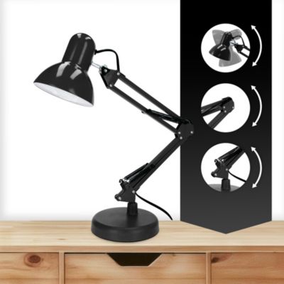 Lampe de bureau - PIXI - Noir - E27 - Réglable - Avec clip de