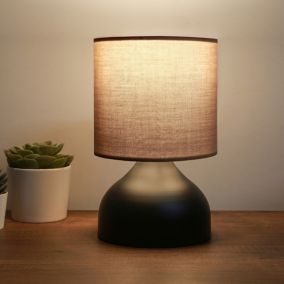 Lampe de bureau Shoreham E27 hauteur 32 cm noir  marron lux.pro