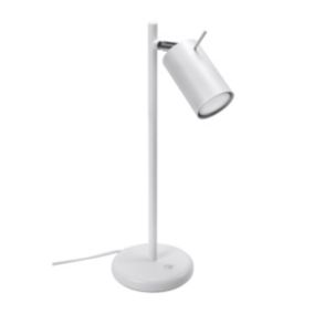 Lampe de bureau tube en métal blanc 14,5 x 43 cm