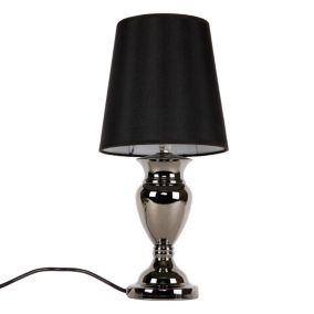 Lampe de chevet aluminium et tissu noir hauteur 48 cm lux.pro