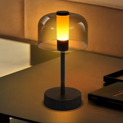 Lampe de chevet nettlife à led à piles et intensité variable - lampe de table sans fil rechargeable usb-c 1800k-6500k noire