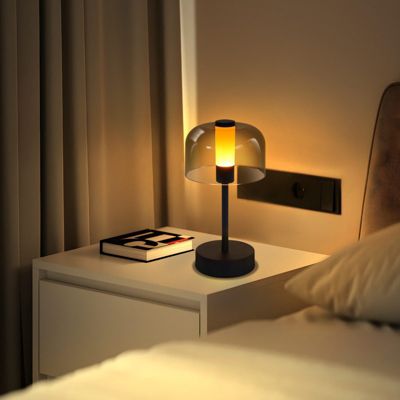 Lampe de chevet nettlife à led à piles et intensité variable - lampe de table sans fil rechargeable usb-c 1800k-6500k noire