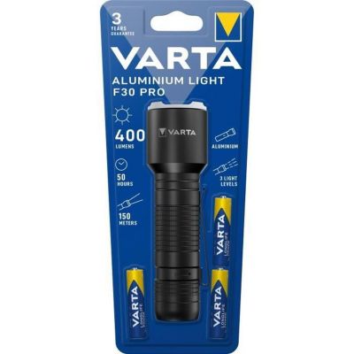 Lampe de poche aluminium Varta F30 Pro, LED 400 lm, 3 piles AAA, noir