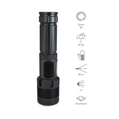 Lampe de poche rechargeable zoom télescopique 1200 lumens 7 modes d'éclairage - Avidsen - 103645