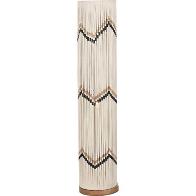 Lampe de sol en raphia tressé naturel style urbain élégant 25 x 25 x 125 cm Beige naturel et détails bois clair