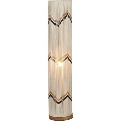 Lampe de sol en raphia tressé naturel style urbain élégant 25 x 25 x 125 cm Beige naturel et détails bois clair