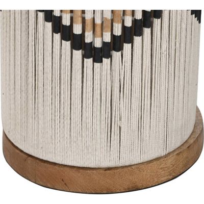 Lampe de sol en raphia tressé naturel style urbain élégant 25 x 25 x 125 cm Beige naturel et détails bois clair