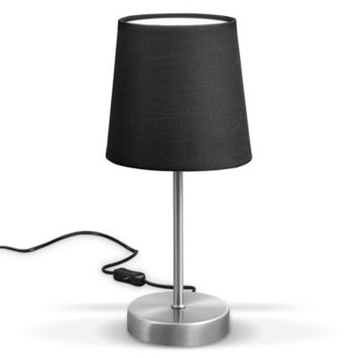 Lampe de table 1 lumière - Pied métal nickel mat - Abat-jour tissu noir - Avec interrupteur - IP20 - B.K.Licht