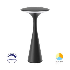Lampe de table 3W 300lm 3en1 IP44 Noir dimmable
