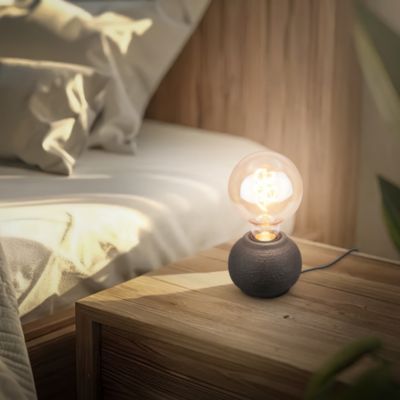 Lampe de table AMBA E27 - Noir - 1xE27 max. 25W - câble 1,3 m avec interrupteur - IP20 - 100x80 mm - Briloner