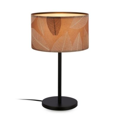 Lampe de table - avec abat-jour décor feuilles - IP20 - D.250x425mm - E27 max. 10W - noir et café - Briloner