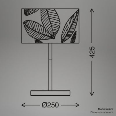 Lampe de table - avec abat-jour décor feuilles - IP20 - D.250x425mm - E27 max. 10W - noir et café - Briloner