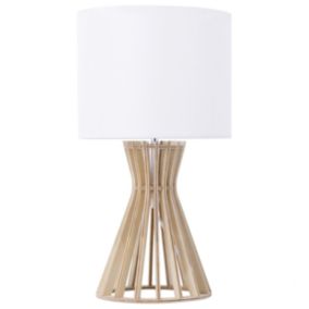 Lampe de table boho en contreplaqué blanc CARRION