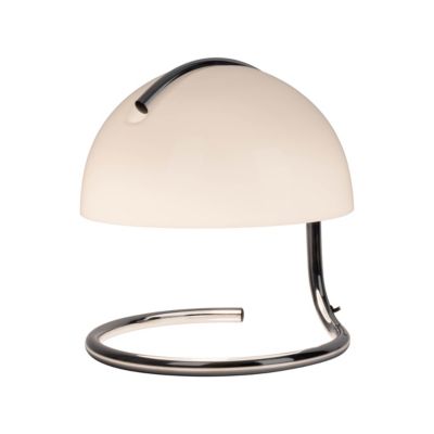 Lampe de table 'BURANO' blanc, hauteur environ 25 cm, D: 23,5 cm, en métal chromé et verre noir, E27.