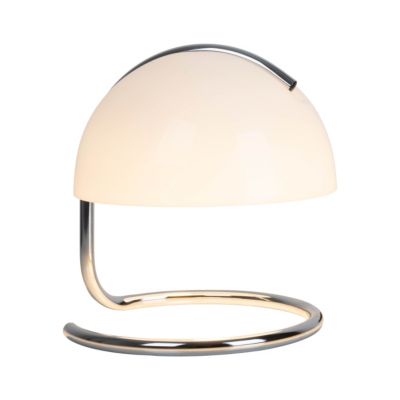 Lampe de table 'BURANO' blanc, hauteur environ 25 cm, D: 23,5 cm, en métal chromé et verre noir, E27.
