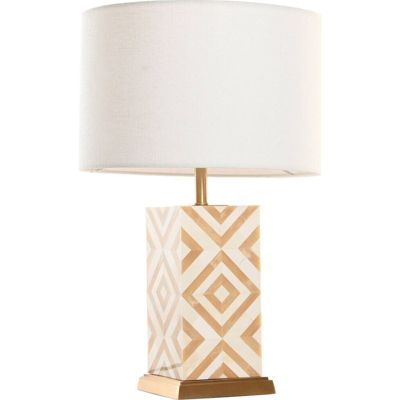 Lampe de table design laiton et os tons doré beige blanc 36 x 36 x 56 cm Beige doré blanc élégant