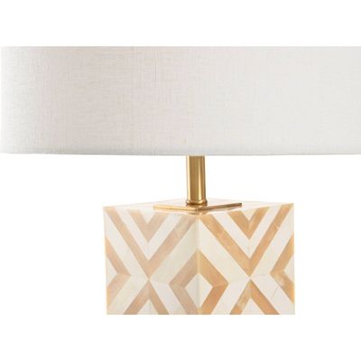 Lampe de table design laiton et os tons doré beige blanc 36 x 36 x 56 cm Beige doré blanc élégant
