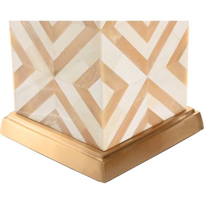 Lampe de table design laiton et os tons doré beige blanc 36 x 36 x 56 cm Beige doré blanc élégant