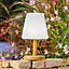 Lampe de table extérieur LED intégrée dimmable 1W Standy Lumisky bois naturel mat l.16 x H. 25 x P.15.8 x Ø 16 cm
