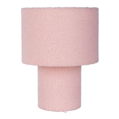 Lampe de table 'FLUFFY' avec abat-jour et pied en textile rose, E27, hauteur env. 31 cm