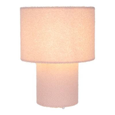 Lampe de table 'FLUFFY' avec abat-jour et pied en textile rose, E27, hauteur env. 31 cm
