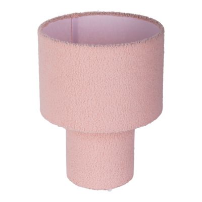 Lampe de table 'FLUFFY' avec abat-jour et pied en textile rose, E27, hauteur env. 31 cm