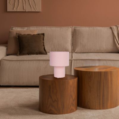Lampe de table 'FLUFFY' avec abat-jour et pied en textile rose, E27, hauteur env. 31 cm