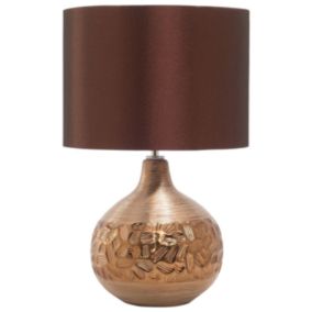 Lampe de table glamour en porcelaine marron YAKIMA