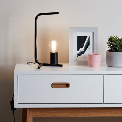 Lampe de table incandescent Darrah GoodHome E27 noir mat