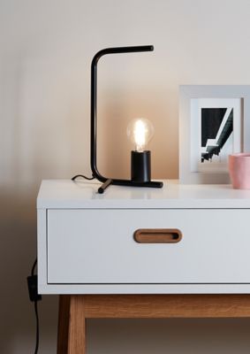 Lampe de table incandescent Darrah GoodHome E27 noir mat