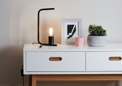 Lampe de table incandescent Darrah GoodHome E27 noir mat